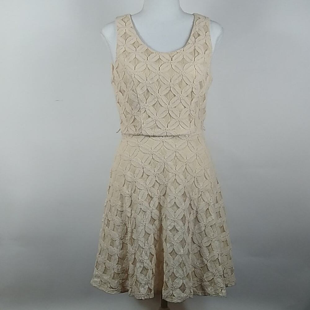 City Triangles Cream Lace Open Back Dress